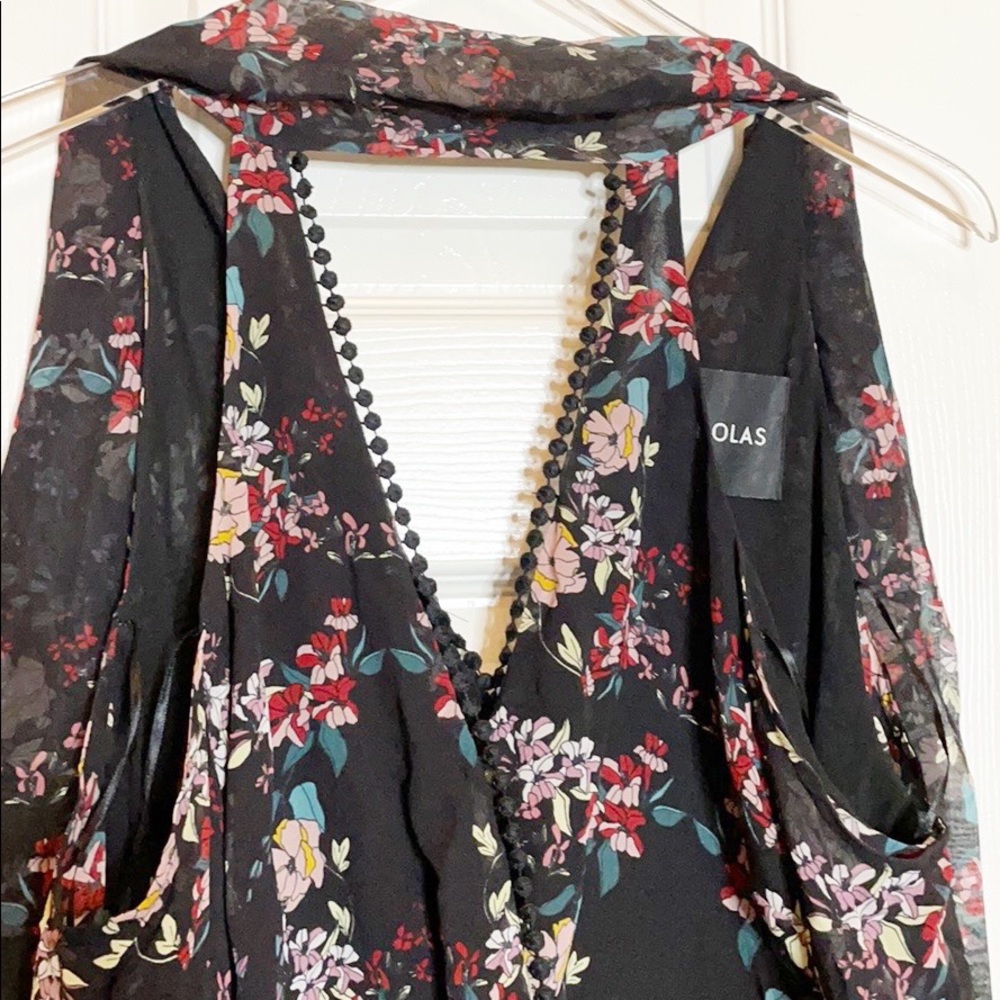 NICHOLAS Floral Chain Neck Wrap Silk Dress - Picture 8 of 15